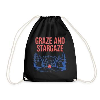 Graze and Stargaze Camping Wildlife Camper - Drawstring Bag - black - Front