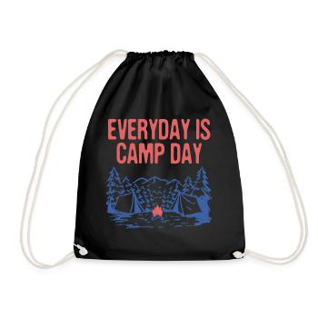 Everyday is Camp Day Camping Nature Lover Camper - Drawstring Bag - black - Front