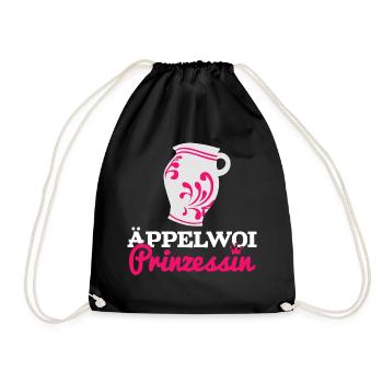 Apfelwein prinzessin Bembel hessisch FFM Frankfurt - Turnbeutel - Schwarz - Vorne
