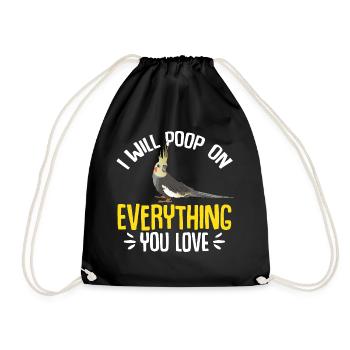 cockatiel cockatoo parrot bird gift - Drawstring Bag - black - Front