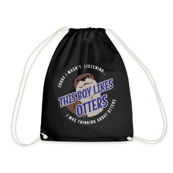 Boy Likes Cute Otters Wild Animal Sea Otter - Drawstring Bag - black - Front