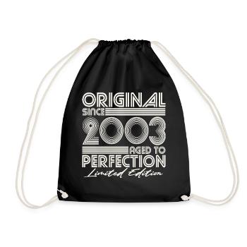 2003 Born vintage retro birthday - Drawstring Bag - black - Front