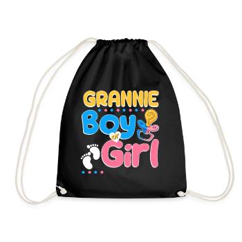 Pink or Blue Grannie Loves You Best Grandma Ever - Drawstring Bag - black - Front