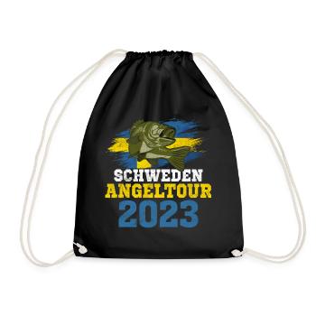 Schweden Angeltour 2023 Angeltrip - Turnbeutel - Schwarz - Vorne