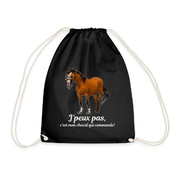 Mon cheval commande (blanc) - Sac de sport léger - noir - Devant
