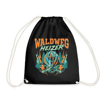Waldweg Heizer Mountainbike Mountainbiker Geschenk - Turnbeutel - Schwarz - Vorne