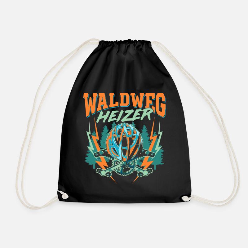 Waldweg Heizer Mountainbike Mountainbiker Geschenk - Turnbeutel - Schwarz