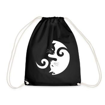 Yin Yang Cat | Katze, Katzenliebe, Tiere - Turnbeutel - Schwarz - Vorne