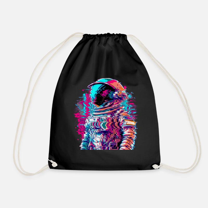 Astronaut Vaporwave Glitch 90er - Turnbeutel - Schwarz