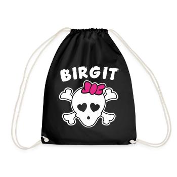 Piratin Birgit Design für Mädchen und Frauen - Turnbeutel - Schwarz - Vorne