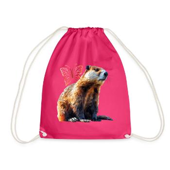 Beaver - Drawstring Bag - fuchsia - Front