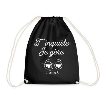 Don't Worry I Manage Humorous Cat Humorous Gift Humor - Drawstring Bag - black - Front