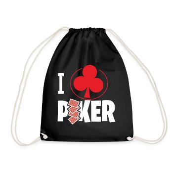 Ich Liebe Poker Mit Herz-Symbol - Turnbeutel - Schwarz - Vorne