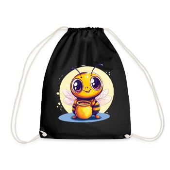 Honey bee with pot - Drawstring Bag - black - Front