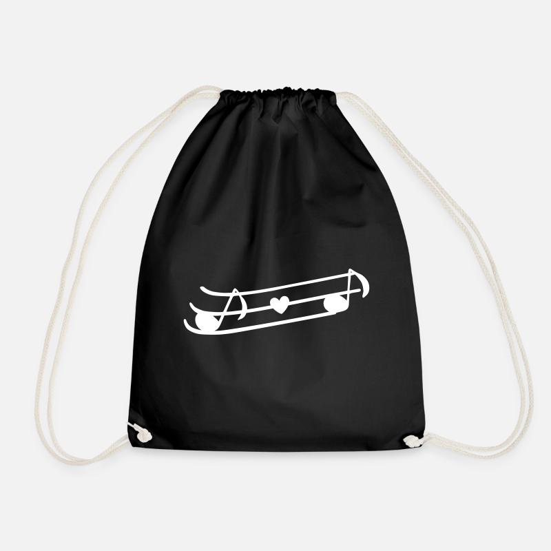 Music notes with heart - Drawstring Bag - black