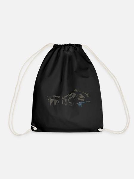Giants Causeway | Lineart - Drawstring Bag - black