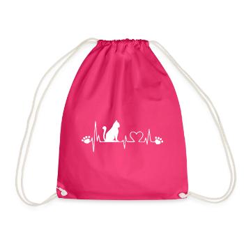 Katzenliebe Heartbeat - Herz für Katzen - Turnbeutel - Fuchsia - Vorne