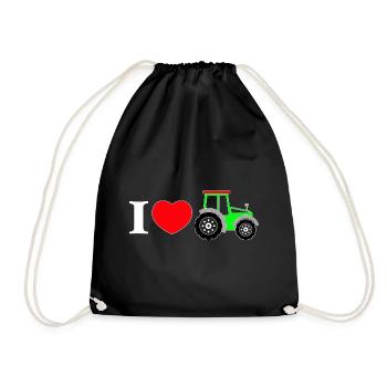 I love my tractor - Drawstring Bag - black - Front