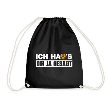Ich hab's dir ja gesagt lustige Bitcoin Sprüche - Turnbeutel - Schwarz - Vorne