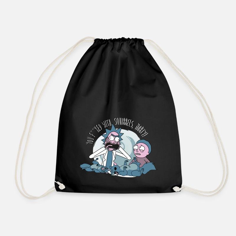 Rick and Morty You F**ked With Squirels - Drawstring Bag - black