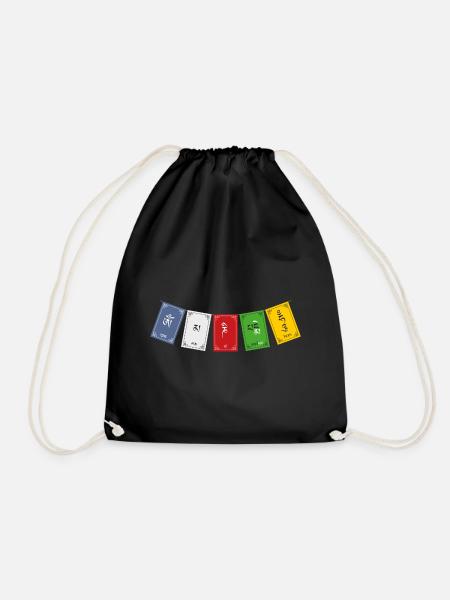 OM MA NI PADME HUM - Prayer Flags 1 - Turnbeutel - Schwarz