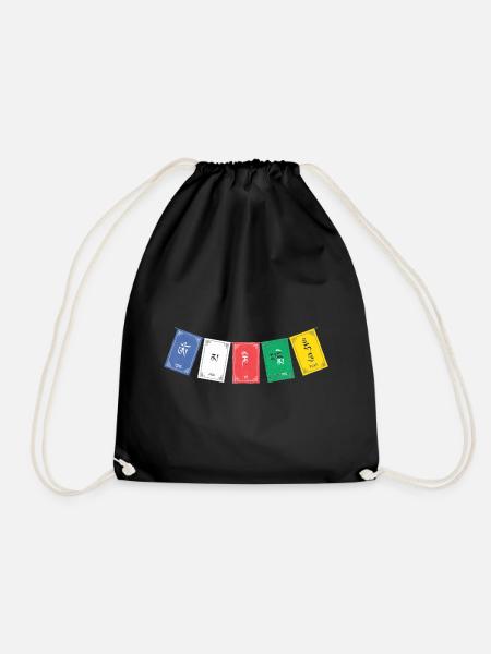 OM MA NI PADME HUM - Prayer Flags 4 - Turnbeutel - Schwarz