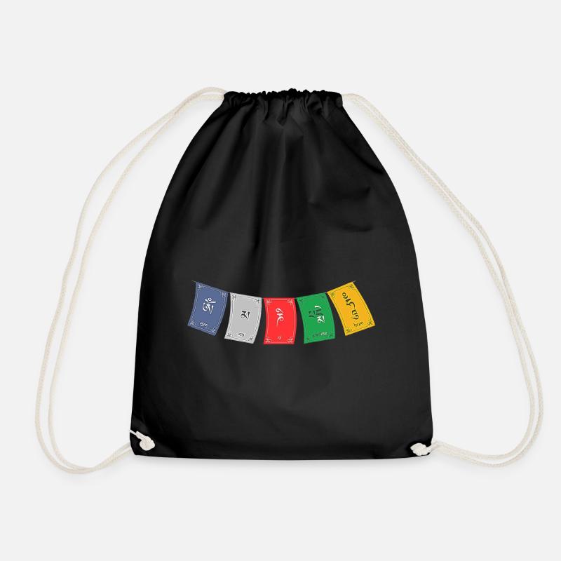 OM MA NI PADME HUM - Drapeaux de prière 5 - Sac de sport léger - noir