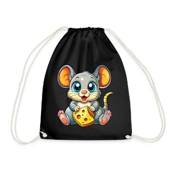 Souris amoureuse du fromage - Sac de sport léger - noir - Devant