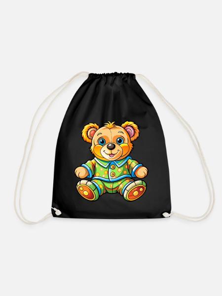 Teddy im Schlafanzug - Turnbeutel - Schwarz