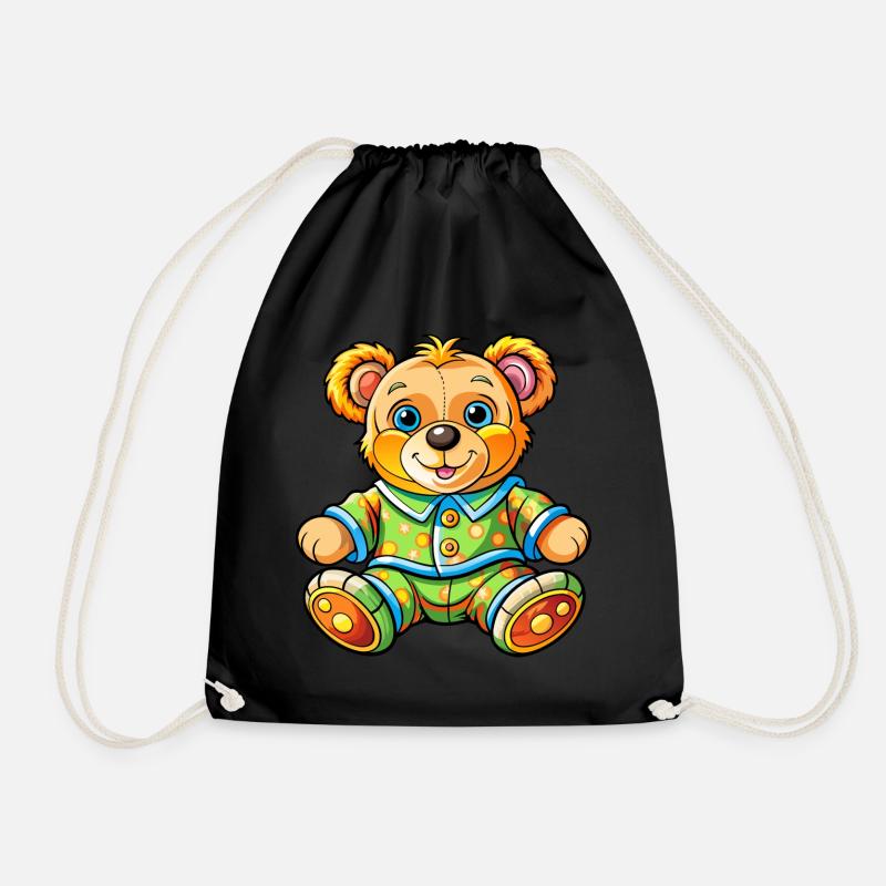 Teddy im Schlafanzug - Turnbeutel - Schwarz