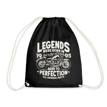 1995 Vintage Born Legends Birthday Motorcycle - Drawstring Bag - black - Front