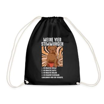Lustige Katze Stimmung Kaffee Büro Geschenk Fun - Turnbeutel - Schwarz - Vorne