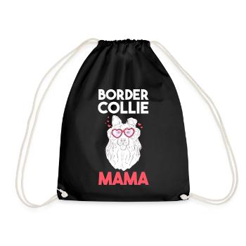 Hund Border Collie Mama - Turnbeutel - Schwarz - Vorne