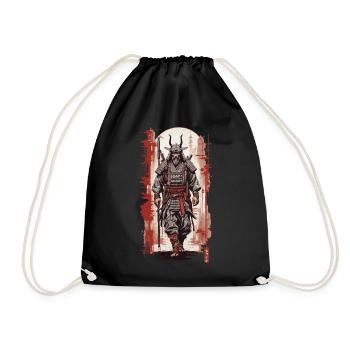 Samurai Krieger Vintage Japan Farbholzschnitt Stil - Turnbeutel - Schwarz - Vorne