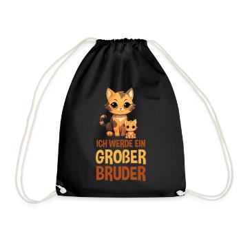Ich Werde Ein Großer Bruder Katzen Baby - Turnbeutel - Schwarz - Vorne
