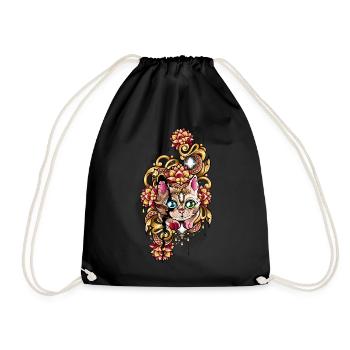 Cat treasures - Drawstring Bag - black - Front