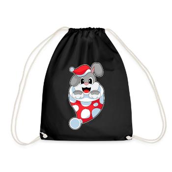 Hase Weihnachten Weihnachtssocke - Turnbeutel - Schwarz - Vorne