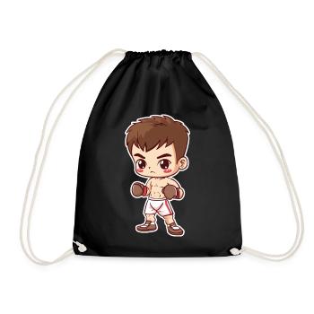 Kickboxer Junge Cartoon Stil - Turnbeutel - Schwarz - Vorne