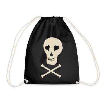 Crâne avec os - Sac de sport léger - noir - Devant