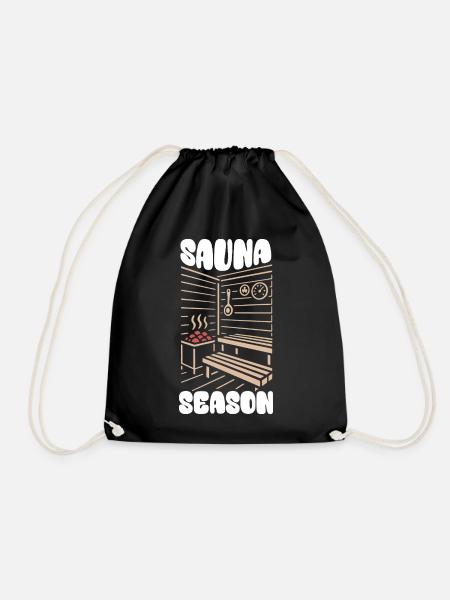 Sauna Season - Saunieren - Spruch - Turnbeutel - Schwarz