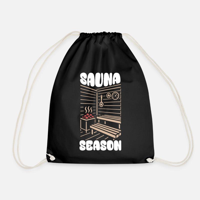 Sauna Season - Saunieren - Spruch - Turnbeutel - Schwarz
