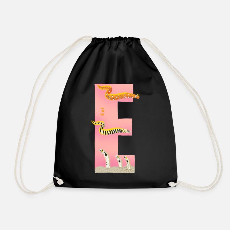 E Alphabet Pink - Drawstring Bag - black