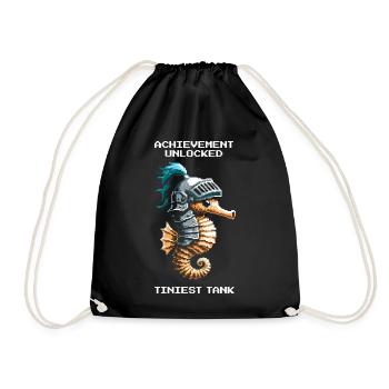 Achievement: smallest tank | Seahorse - Drawstring Bag - black - Front