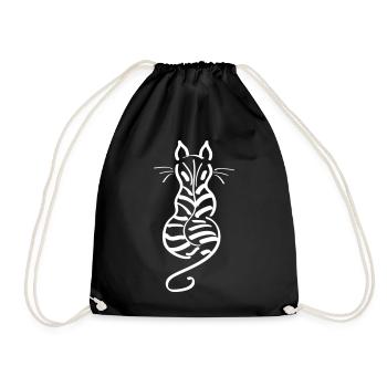 Tigre à rayures arrière de ligne minimaliste Cat - Sac de sport léger - noir - Devant