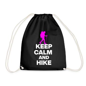 KEEP CALM AND HIKE ON, WANDERLUST, GESCHENK 🚶 - Turnbeutel - Schwarz - Vorne