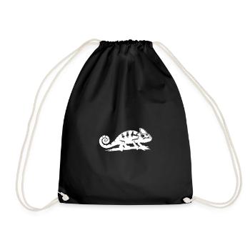 Little Chameleon Dragon with Curled Tail - Drawstring Bag - black - Front