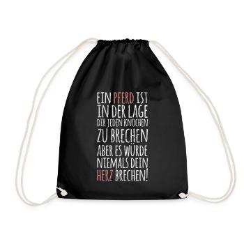 Horse award horse saying heart love gift - Drawstring Bag - black - Front