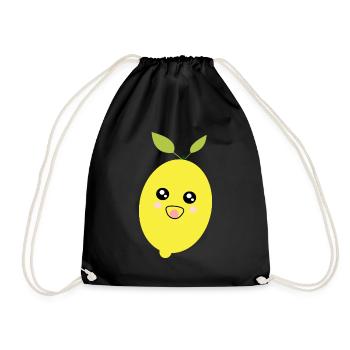Kawaii Zitrone Kawaii Früchte Kawaii Obst - Turnbeutel - Schwarz - Vorne