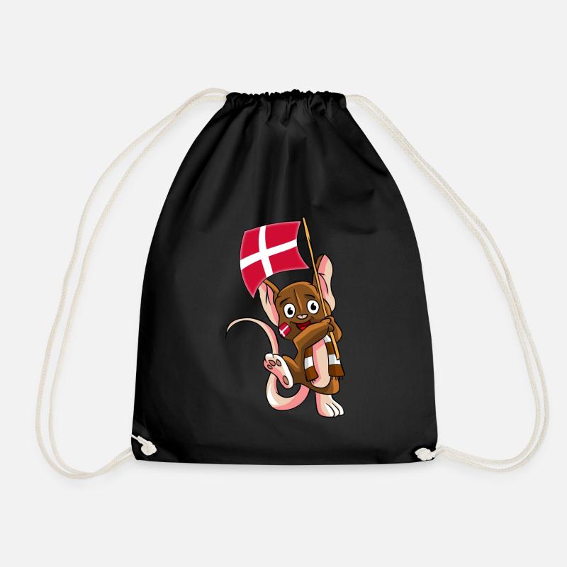 Denmark Fan Mouse - Drawstring Bag - black