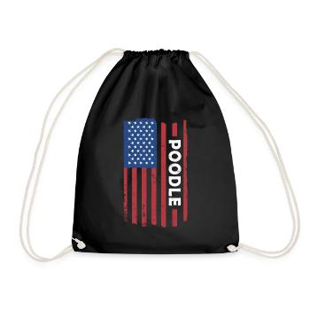 Poodle Us Flag - Drawstring Bag - black - Front